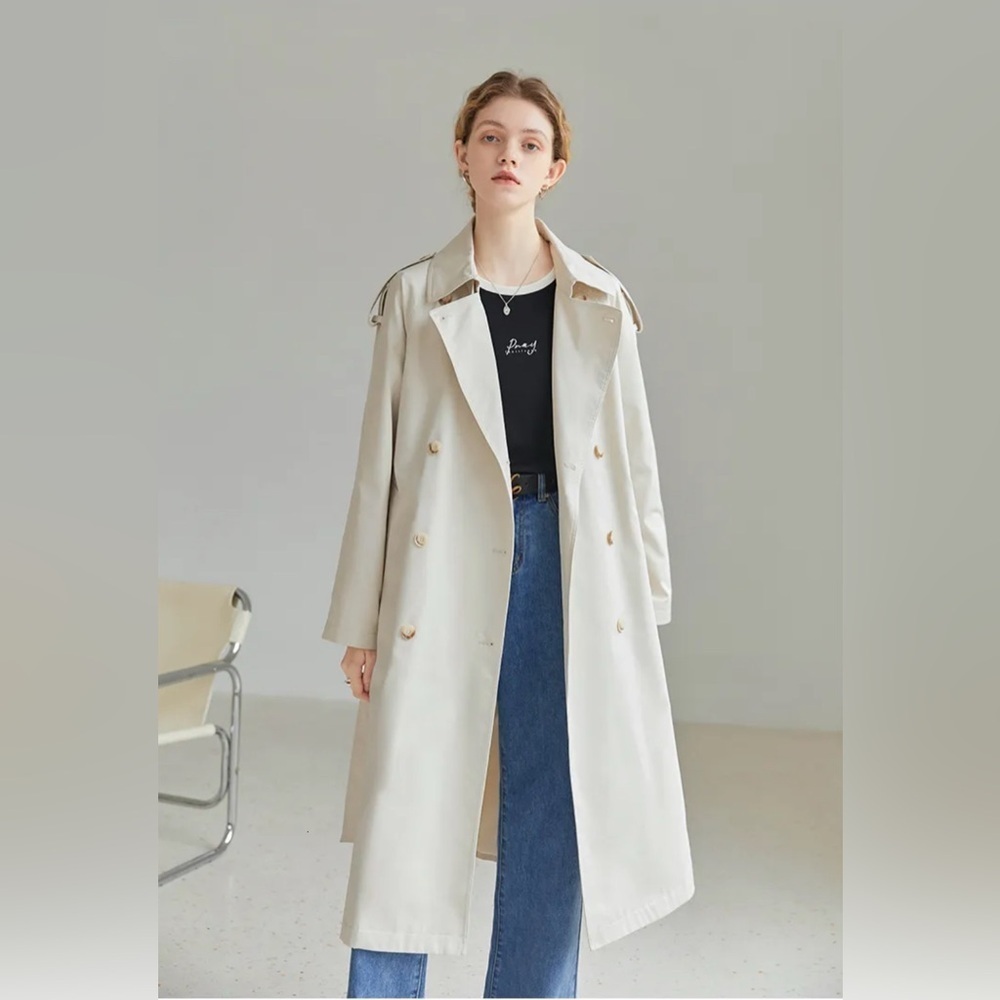 Black Brown 1826 Cream Tan Trench Coat with Belted Waist